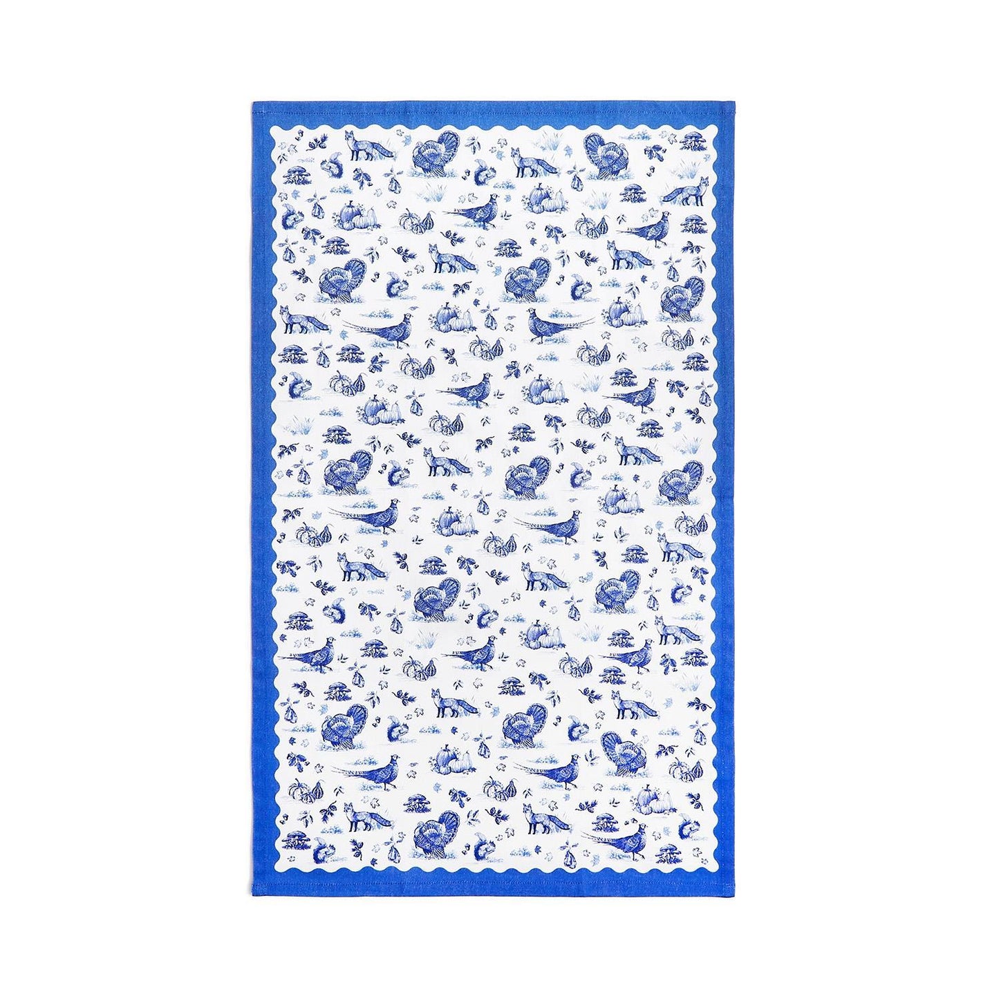 Pumpkin Falling for Blue Toile Set of 2 Dish Towels