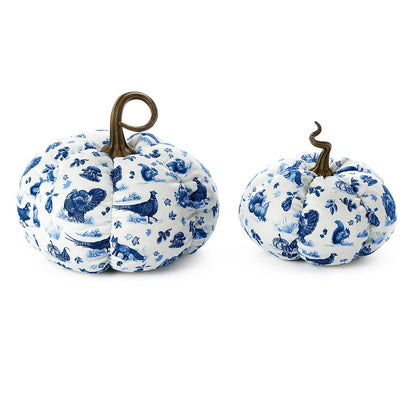 Falling for Blue Toile Fabric Pumpkins