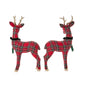 Holiday Tartan Deer with Velvet Bow and Glitter Accents