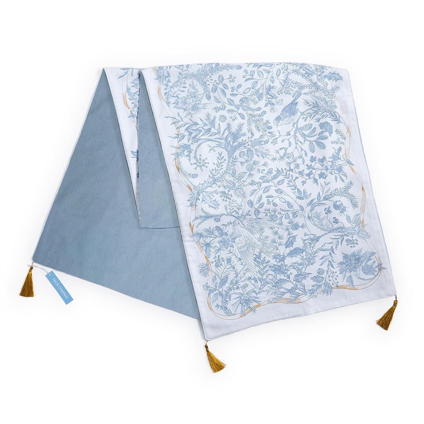 Gilded Cottage Double Sided Table Runner with Gold Tassel Accent