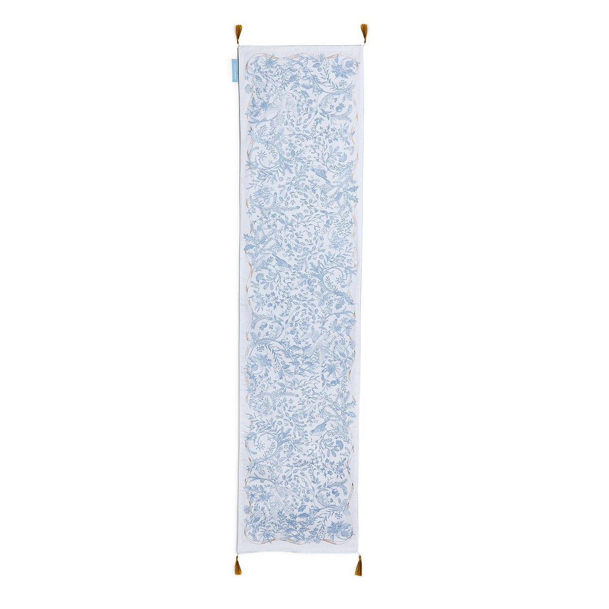 Gilded Cottage Double Sided Table Runner with Gold Tassel Accent
