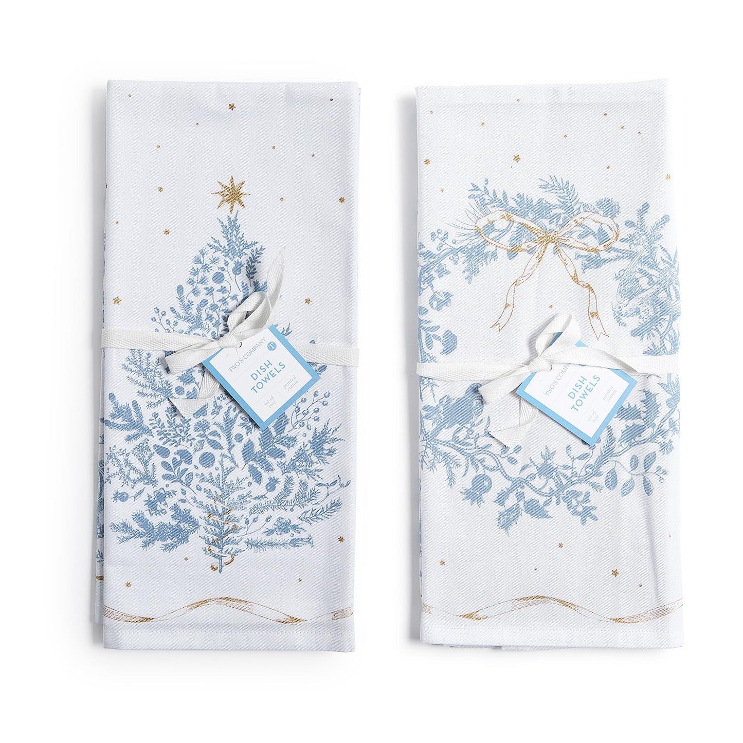 S/2 Gilded Cottage Wreath Dish Towel