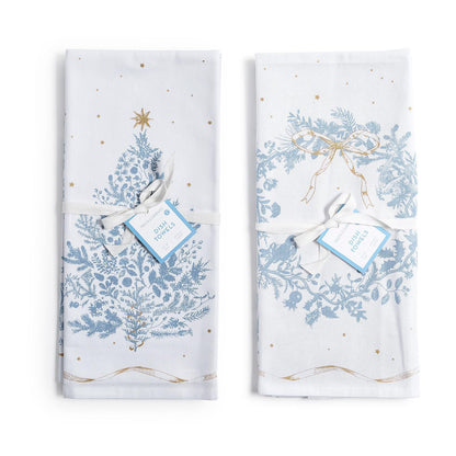 S/2 Gilded Cottage Wreath Dish Towel