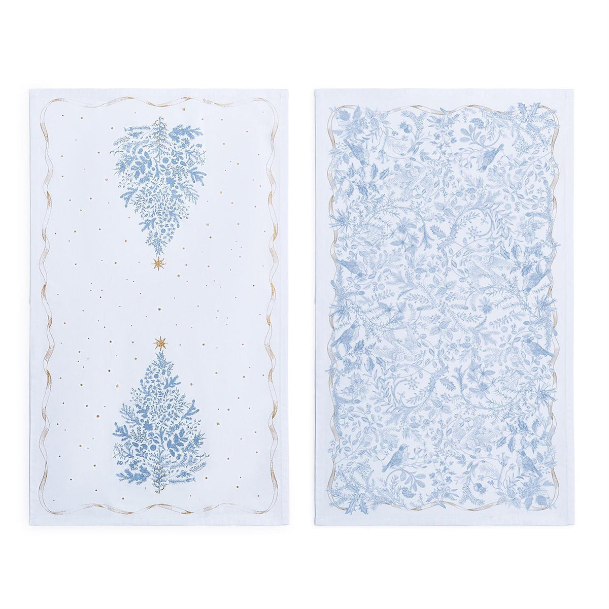 S/2 Gilded Cottage Tree Dish Towel