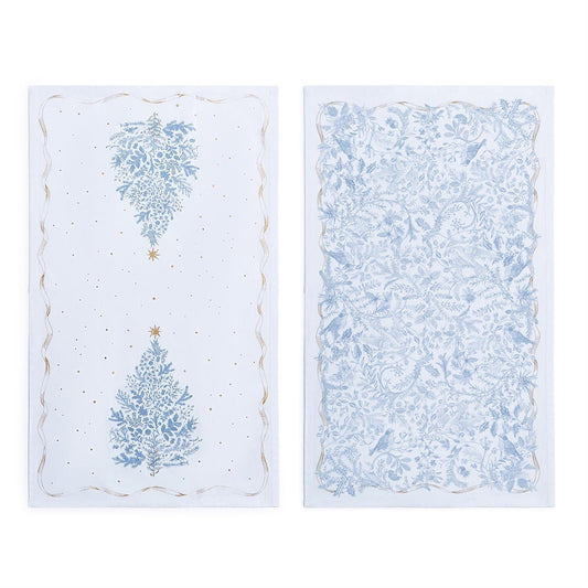 S/2 Gilded Cottage Tree Dish Towel
