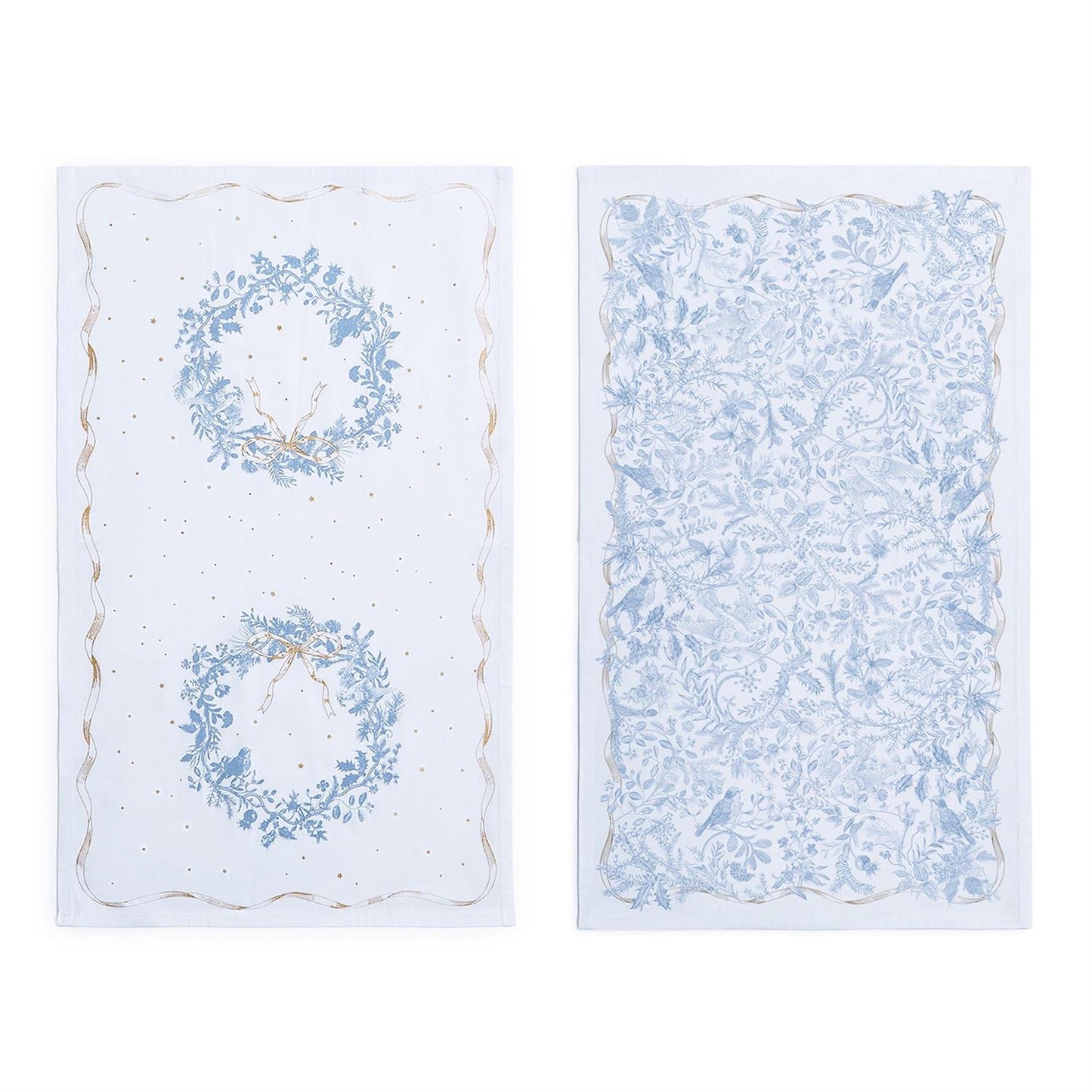 S/2 Gilded Cottage Wreath Dish Towel