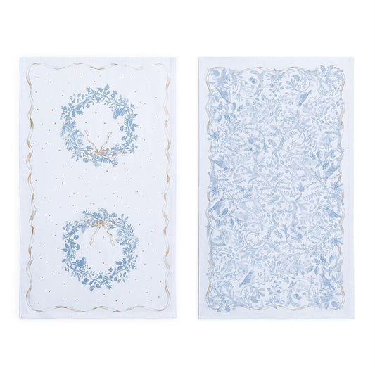 S/2 Gilded Cottage Wreath Dish Towel