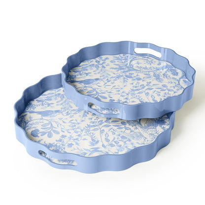 Gilded Cottage Scalloped Lacquered Trays with Cutout Handles (*two sizes*)