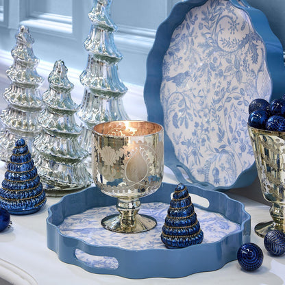 Gilded Cottage Scalloped Lacquered Trays with Cutout Handles (*two sizes*)