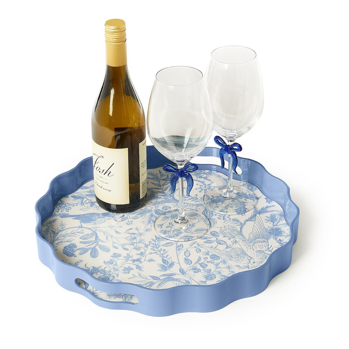 Gilded Cottage Scalloped Lacquered Trays with Cutout Handles (*two sizes*)