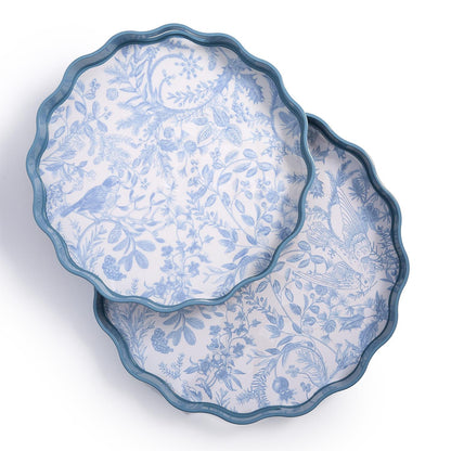 Gilded Cottage Scalloped Lacquered Trays with Cutout Handles (*two sizes*)