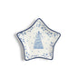Blue and white porcelain star-shaped tidbit dish with Christmas tree design