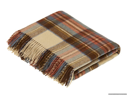Tartan Plaid Merino Lambswool Throw Blankets, Made in UK