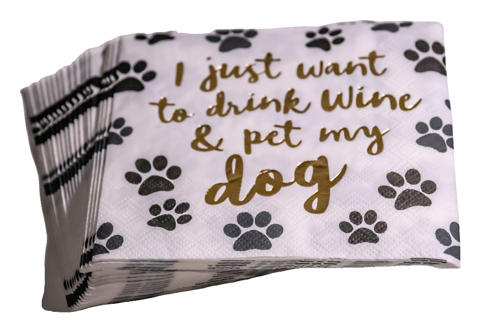 Drink Wine and Pet My Dog Cocktail Napkin