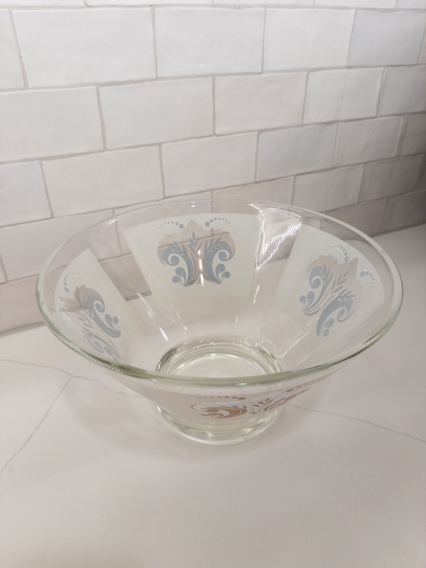 Vintage Fleur-de-lis Glass Serving Bowl