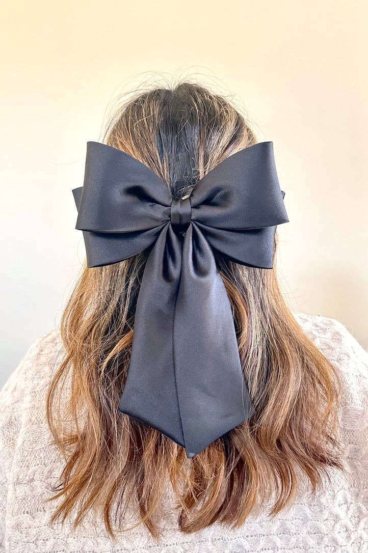 The Perfect Long Satin Hair Bow Barrette