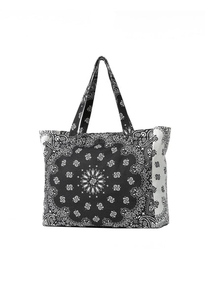 Bailey Black/White Bandana Print Canvas Tote