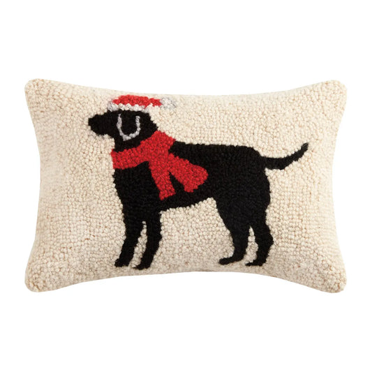 Holiday Black Labrador Dog Hook Pillow