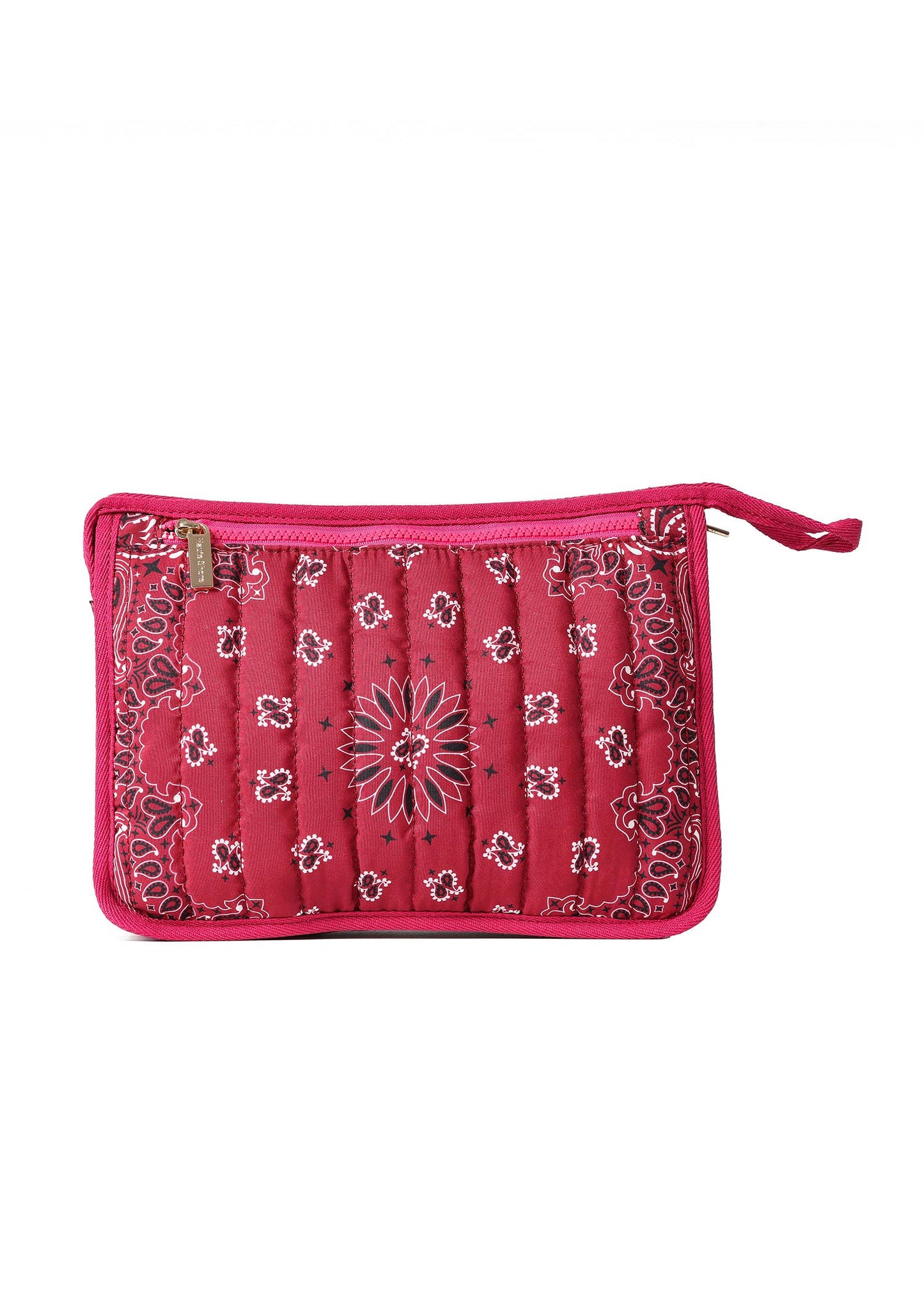 Beau Burgundy Bandana Print Pouch