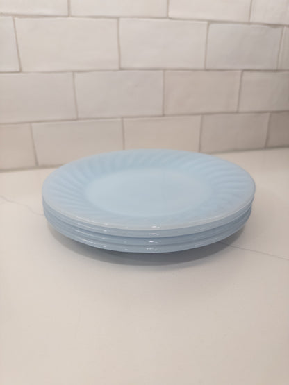 S/4, Vintage Fire King Azurite Delphite 7 1/2" Swirl Plates