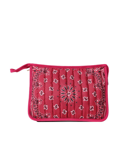 Beau Burgundy Bandana Print Pouch