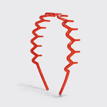 Recycled Plastic Zigzag Headbands 2pc Set - Gold & Red