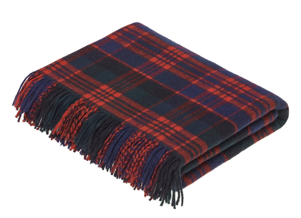 Tartan Plaid Merino Lambswool Throw Blankets, Made in UK