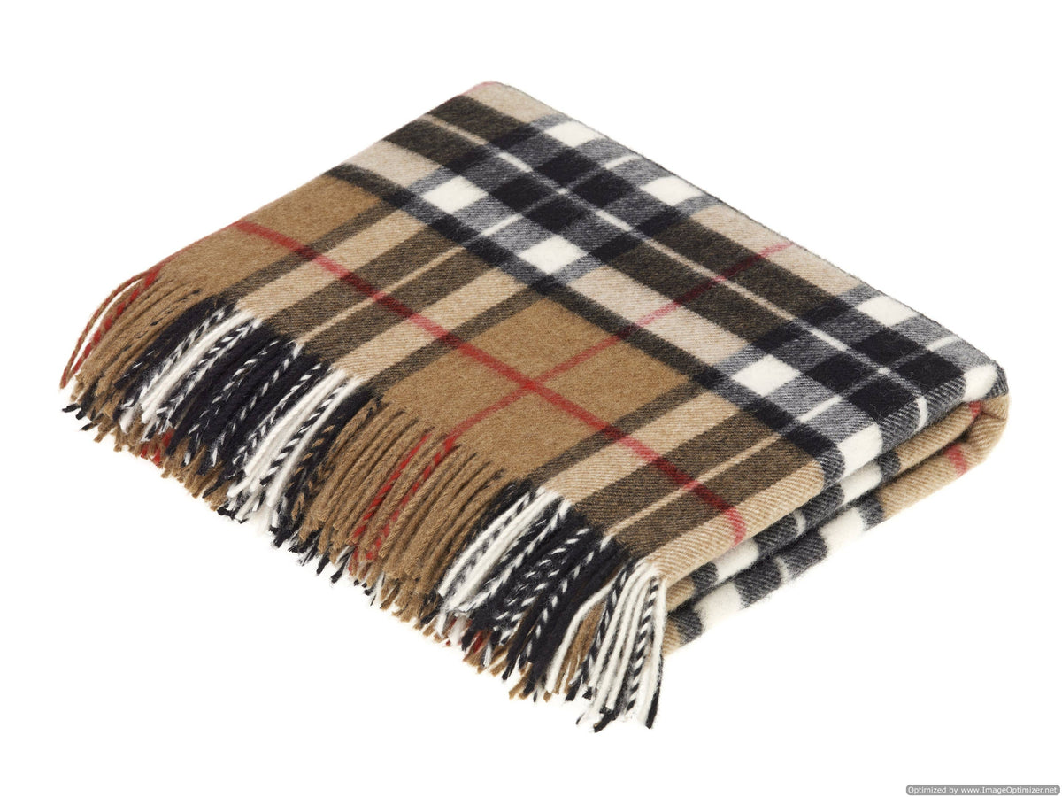 Tartan Plaid Merino Lambswool Throw Blankets, Made in UK