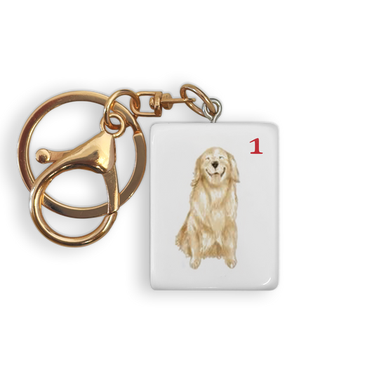 Mahjong Tile Keychain  -Dog