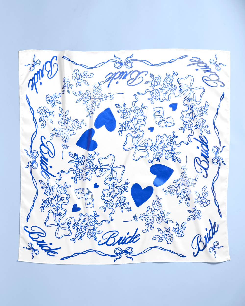 Bride Hair Scarf (Blue & White)