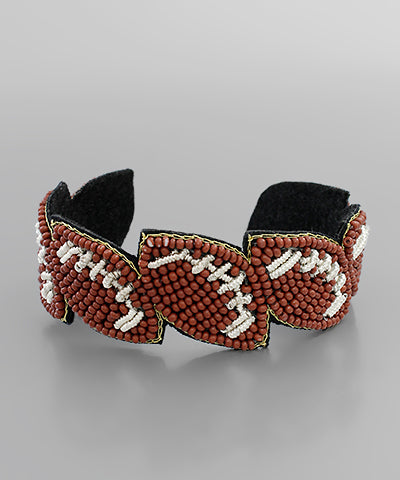 Football Bead Cuff Bracelet