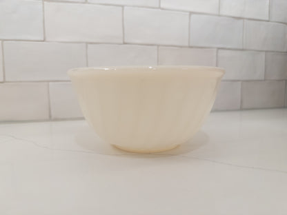 Vintage Fire King 6" Ivory Swirl Pattern Milk Glass Mixing Bowl