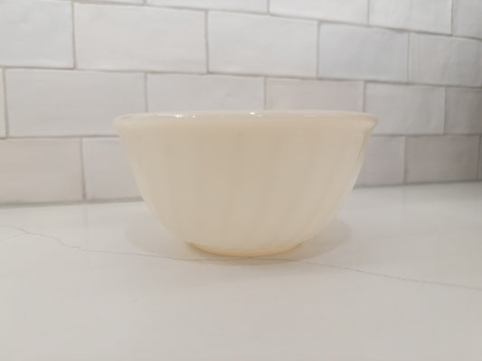Vintage Fire King 6" Ivory Swirl Pattern Milk Glass Mixing Bowl