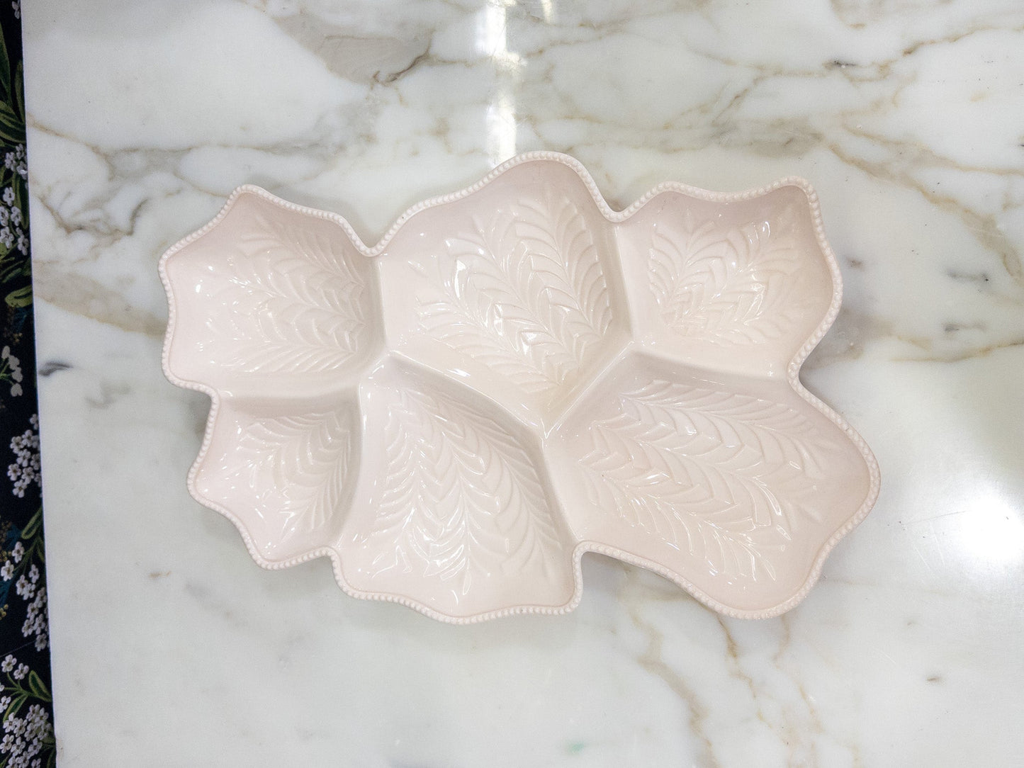 Vintage Jeannette Pink Leaf Platter