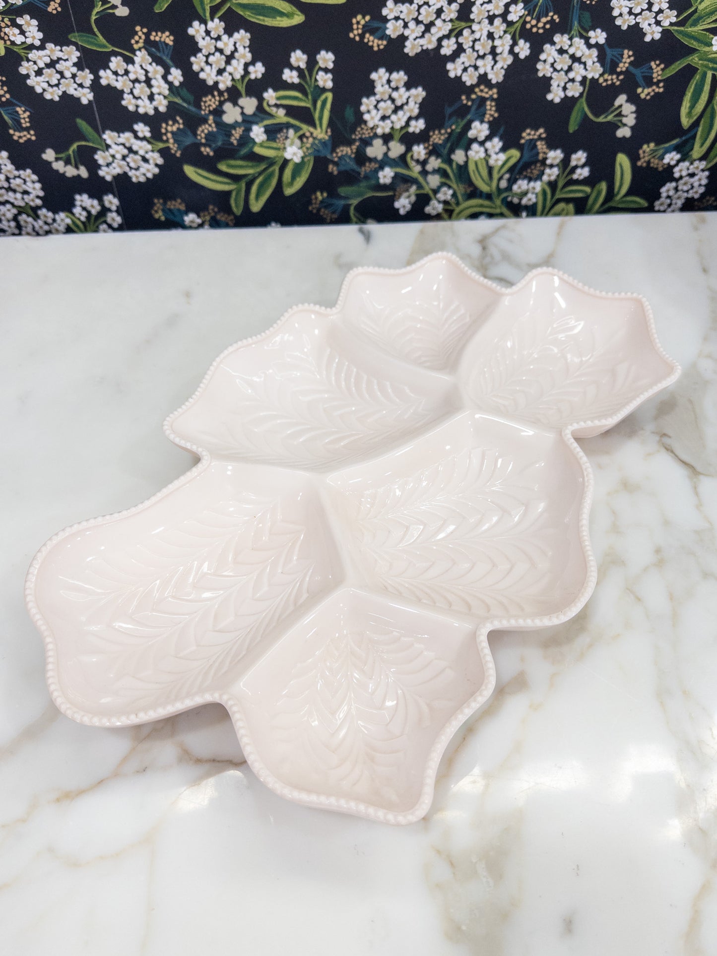 Vintage Jeannette Pink Leaf Platter