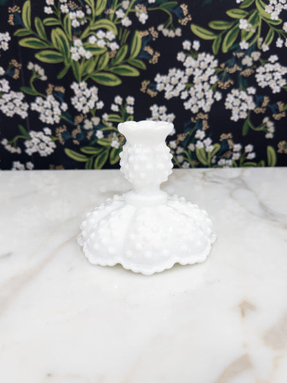 Vintage Fenton Hobnail Milk Glass Candlestick