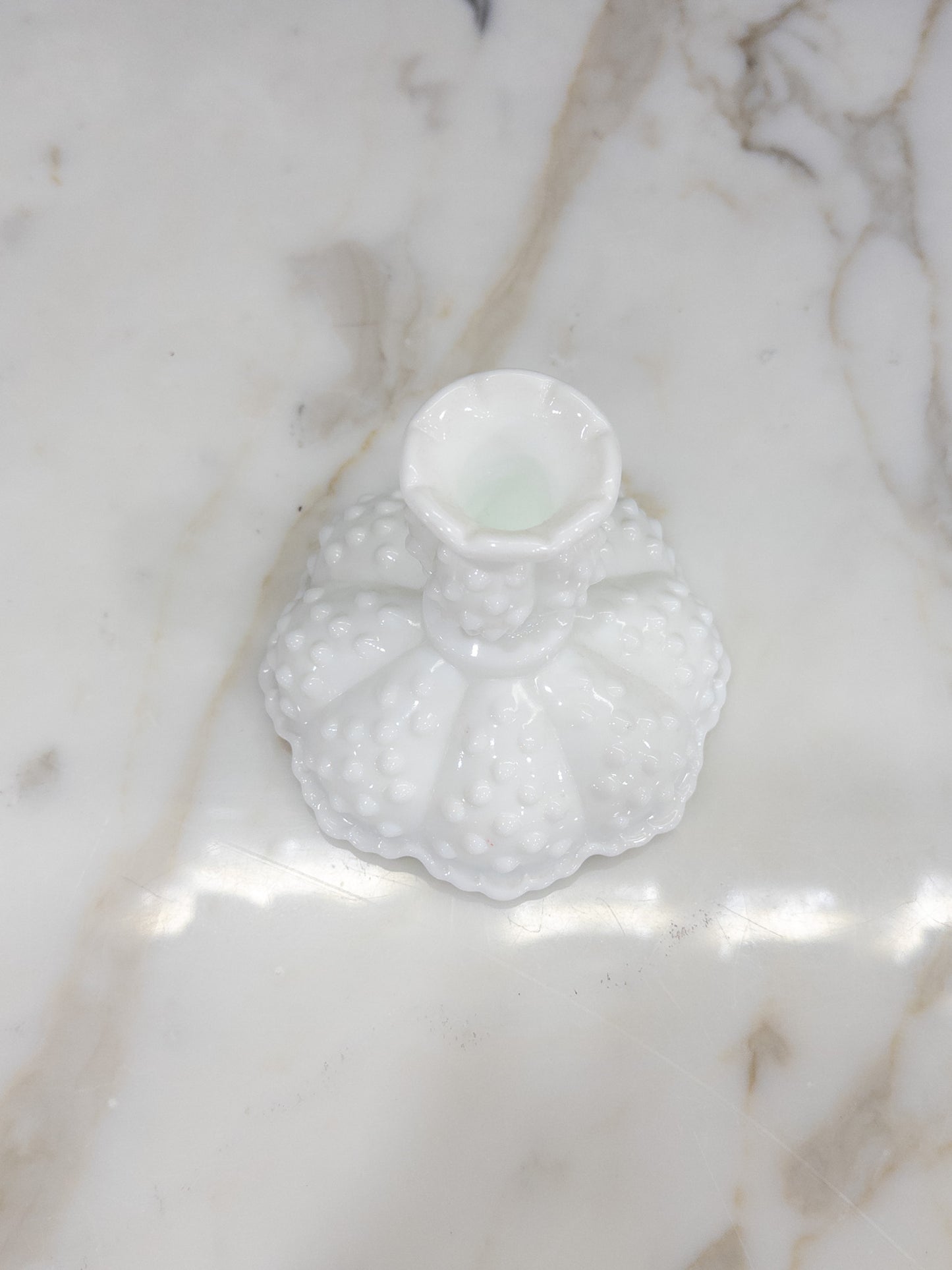 Vintage Fenton Hobnail Milk Glass Candlestick