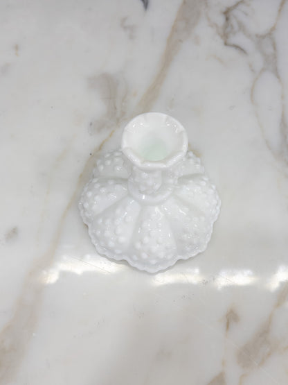 Vintage Fenton Hobnail Milk Glass Candlestick