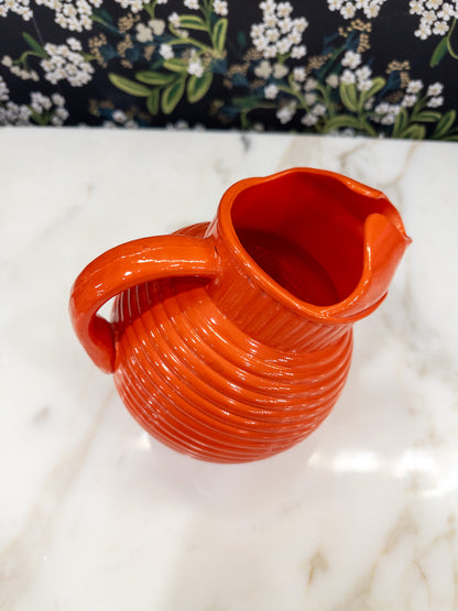 Vintage Anchor Hocking Ribbed Orange MCM Pitcher