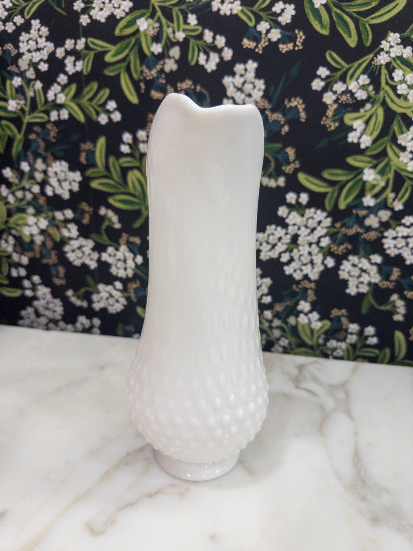 Vintage Fenton Hobnail Milk Glass Pitcher w/ C-Shaped Handle