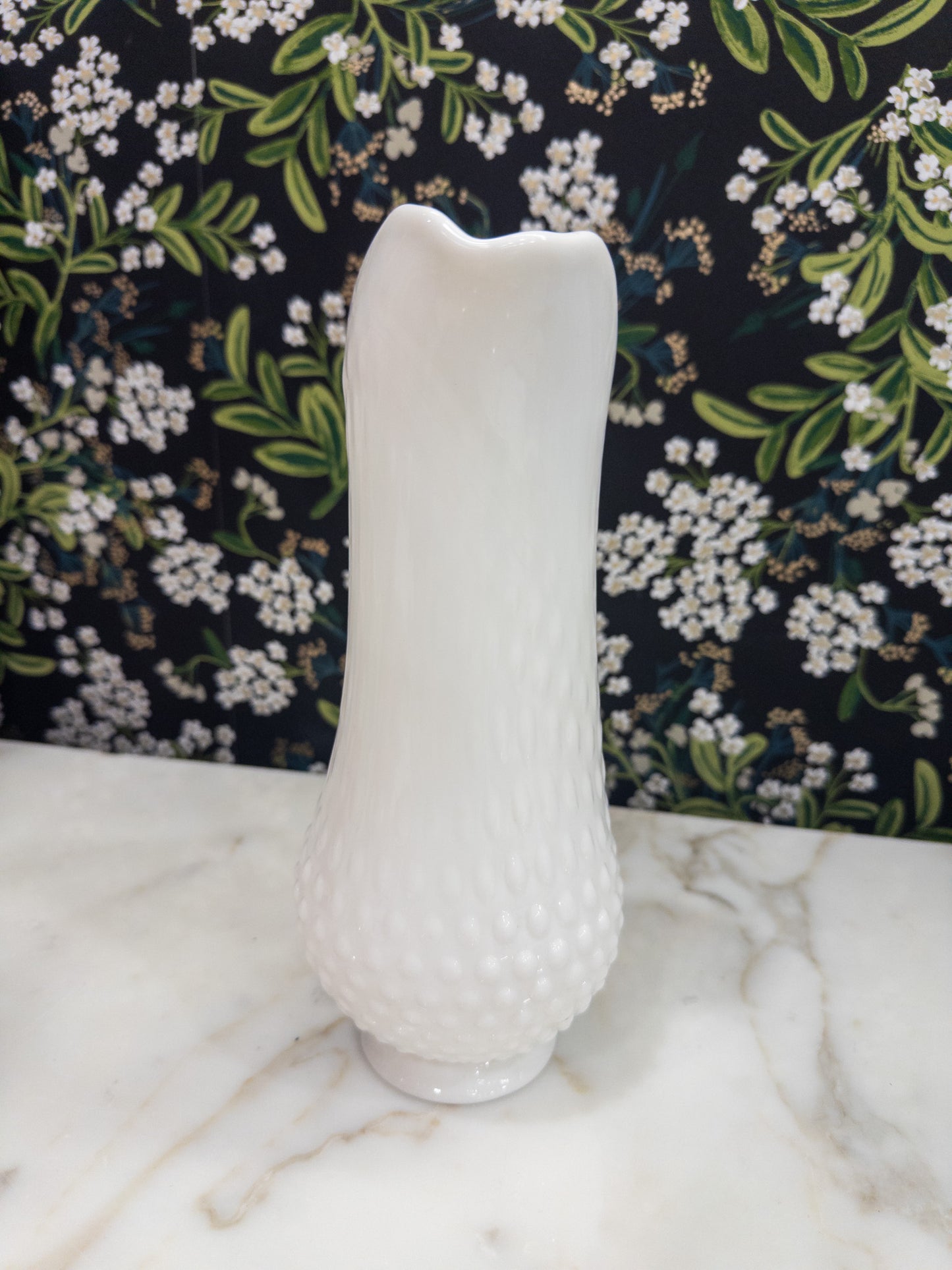 Vintage Fenton Hobnail Milk Glass Pitcher w/ C-Shaped Handle