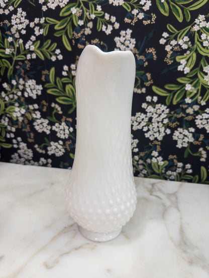 Vintage Fenton Hobnail Milk Glass Pitcher w/ C-Shaped Handle
