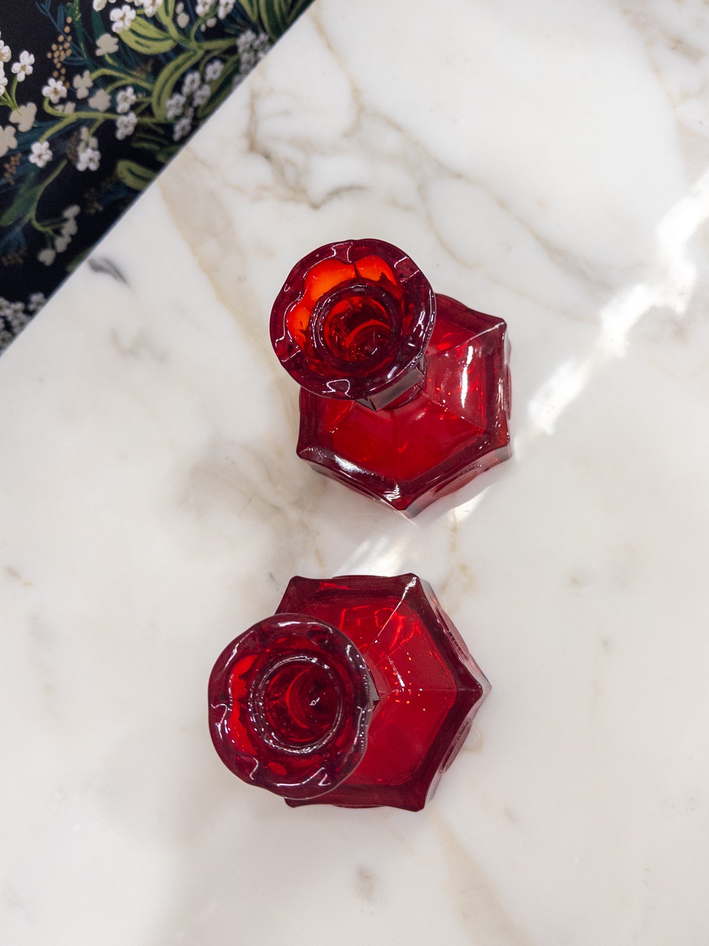 Set of 2, Vintage Fostoria Coin Candlestick Holders