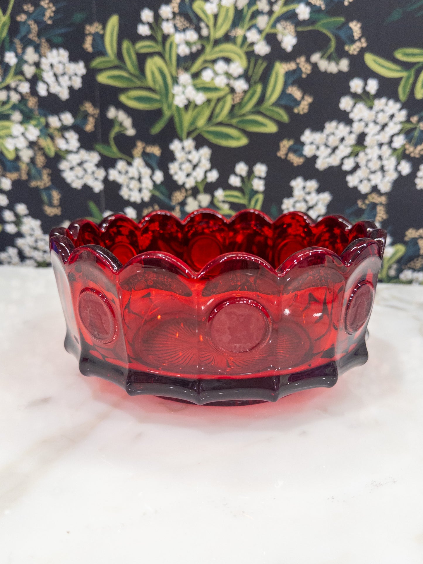 Vintage Fostoria Coin Glass Scalloped Rim Bowl