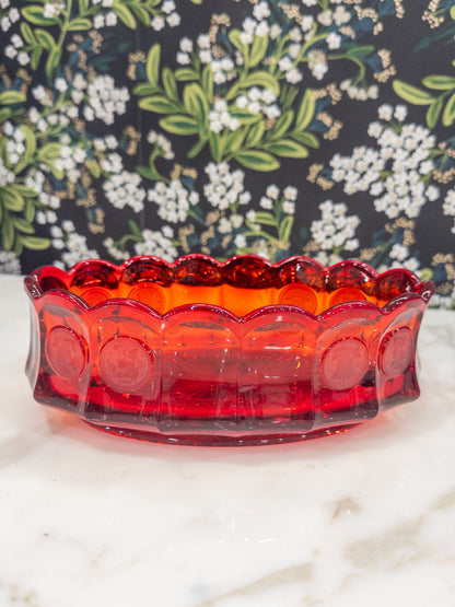 Vintage Fostoria Coin Glass Scalloped Rim Console Bowl