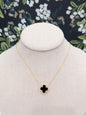 Gold Onyx Clover Necklace