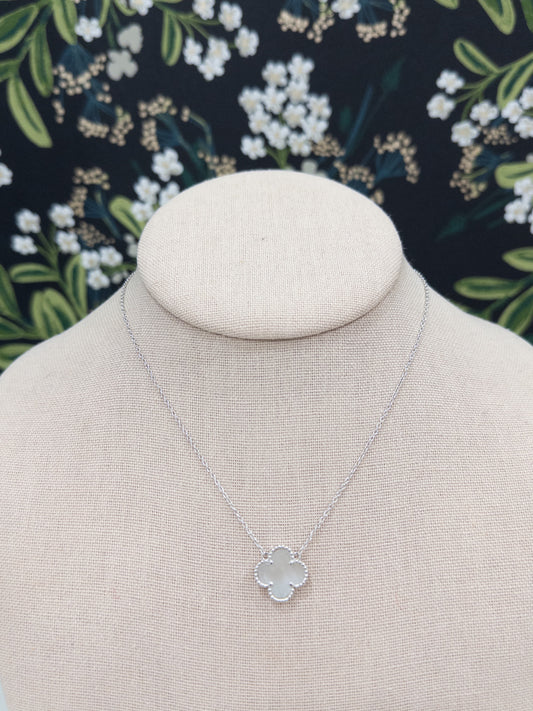 Silver MOP Clover Necklace