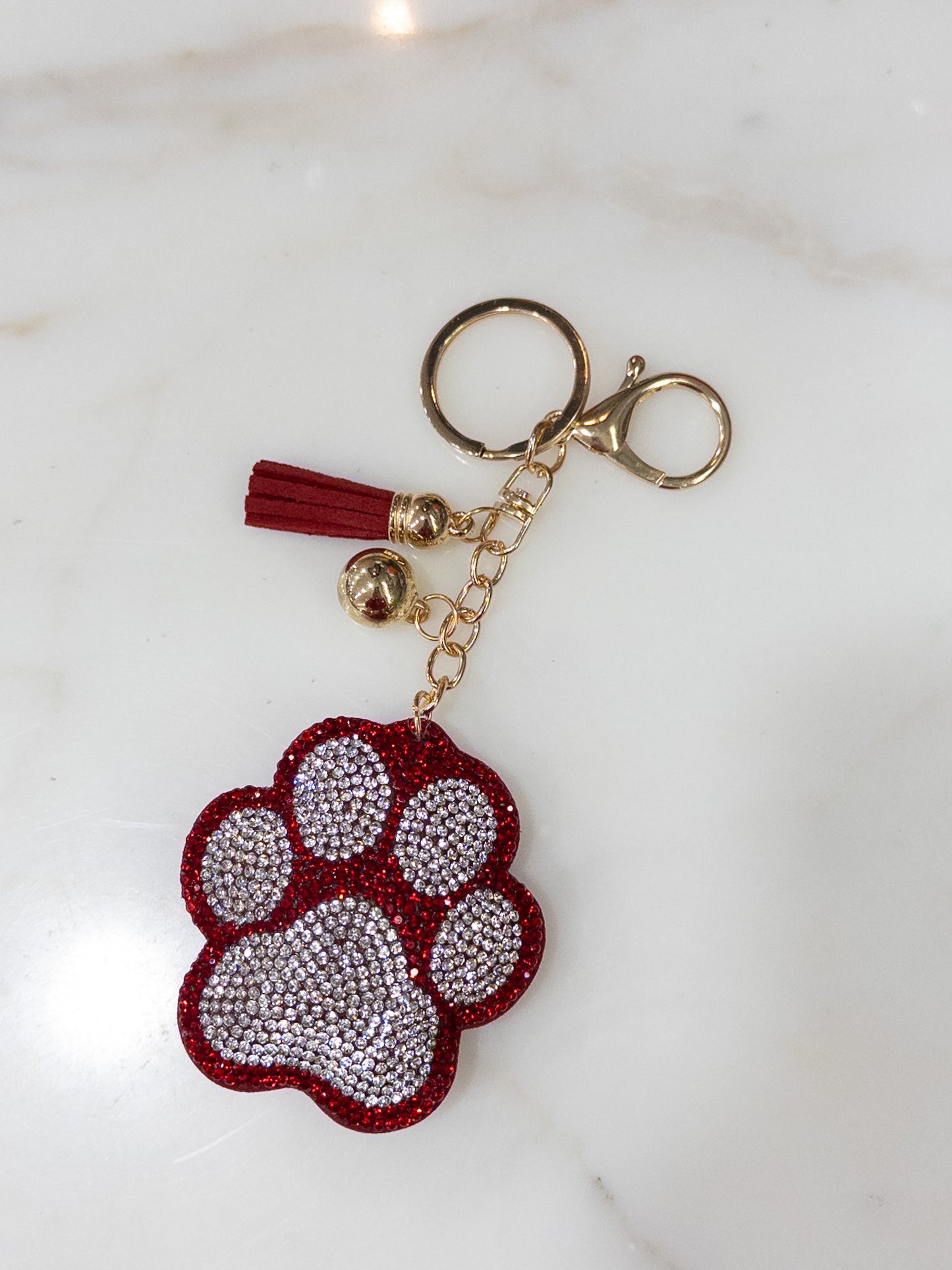 Red/Silver Paw Keychain