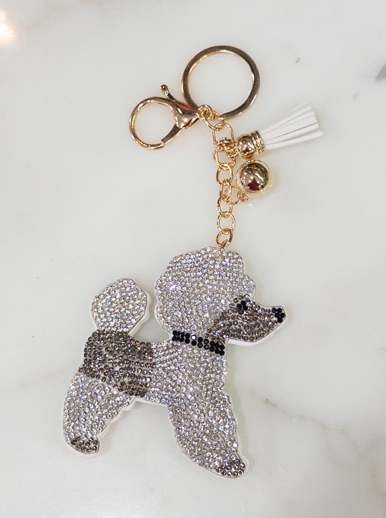 White Poodle Keychain
