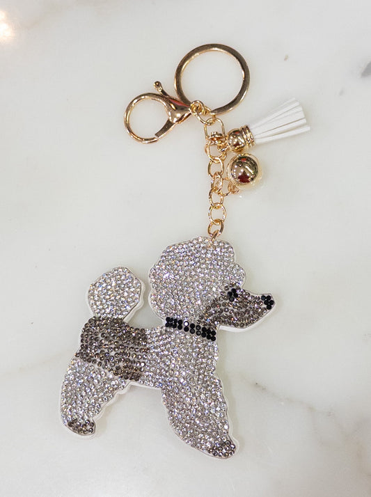 White Poodle Keychain